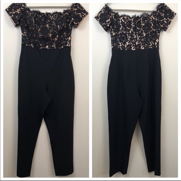 Eliza J Off The Shoulder Lace Top Jumpsuit size 2 - Picture 2 of 9